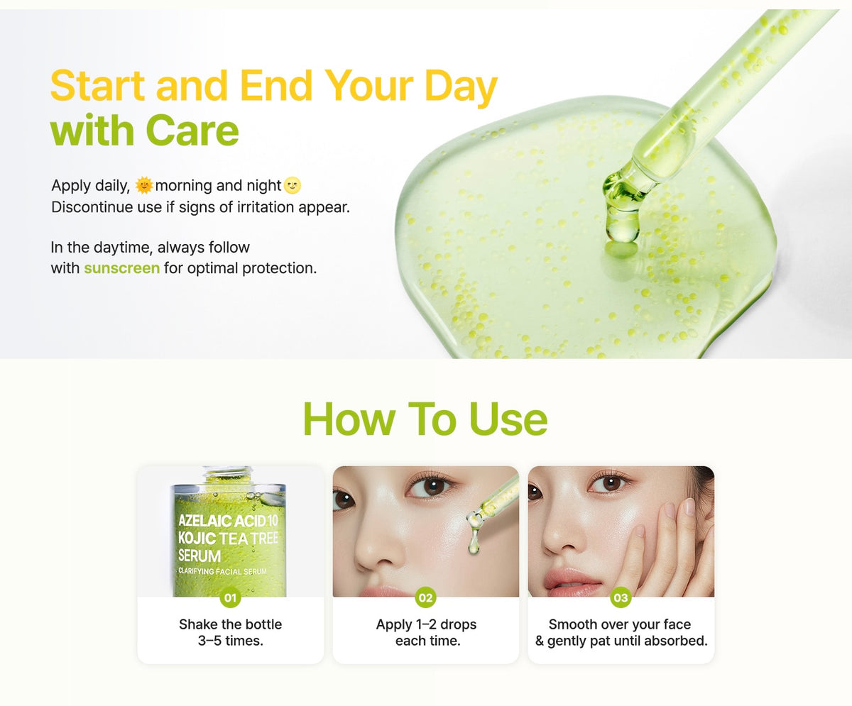 PURITO – Azelaic Acid 10 Kojic Tea Tree Serum (30ml)