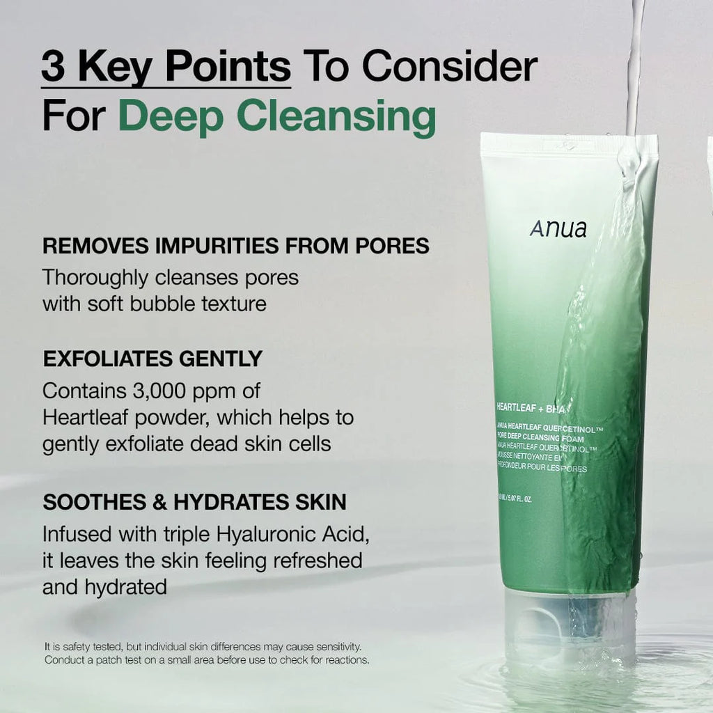 Anua - Heartleaf Quercetinol Pore Deep Cleansing Foam (150ml)