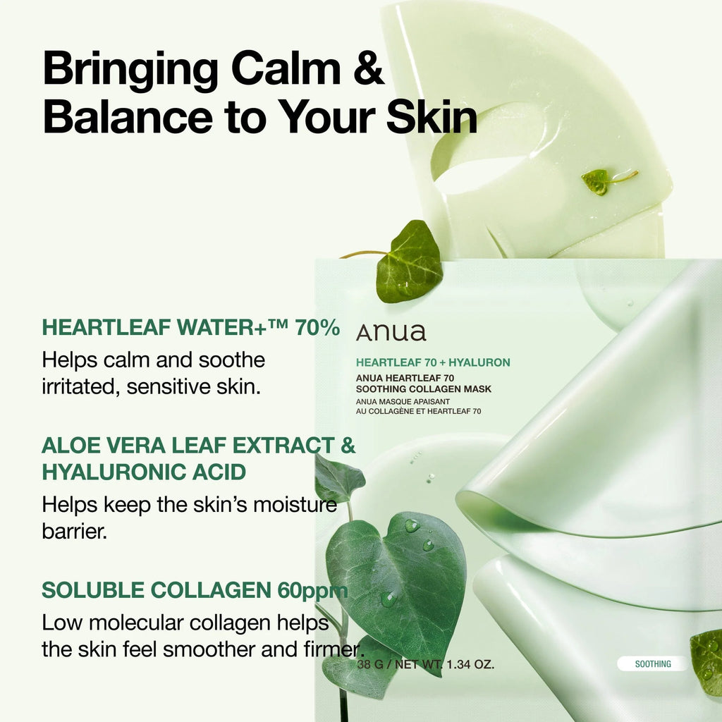 Anua - Heartleaf 70 Soothing Collagen Mask, 1 pc